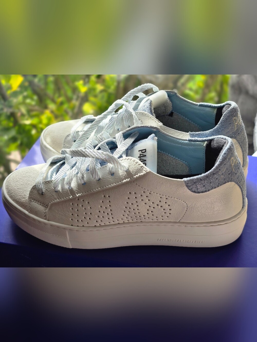 P488 Thea Women's Platform Sneakers Celeste/White 298 NEW size EU 37 U.S. 6.5 - Picture 6 of 10